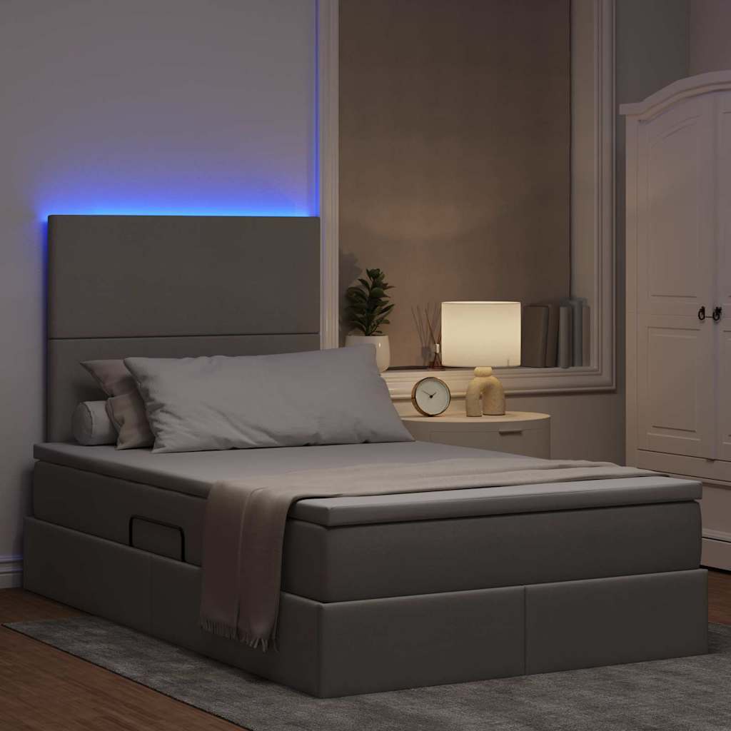 vidaXL LED Κρεβάτι αποθήκευσης με στρώμα Taupe 120 x 200 cm Ύφασμα