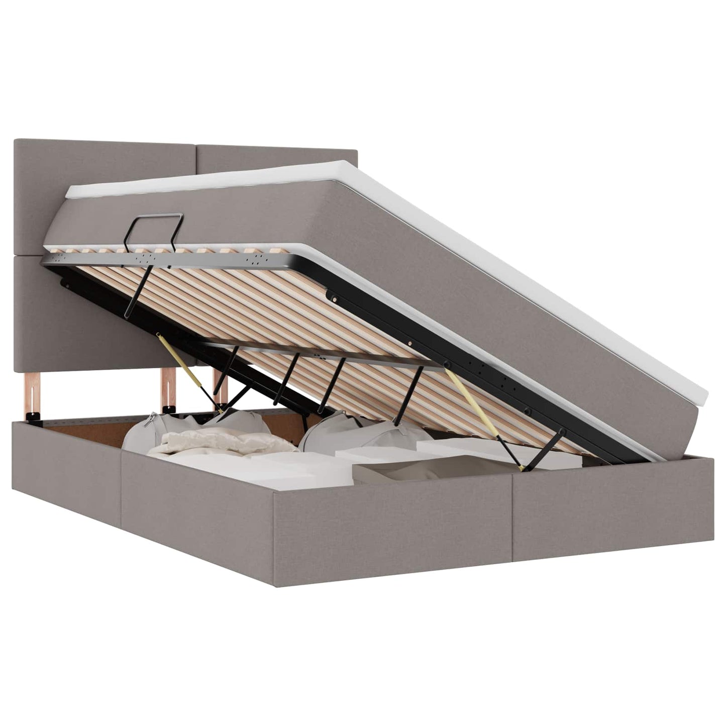 vidaXL LED Κρεβάτι αποθήκευσης με στρώμα Taupe 140 x 200 cm Ύφασμα