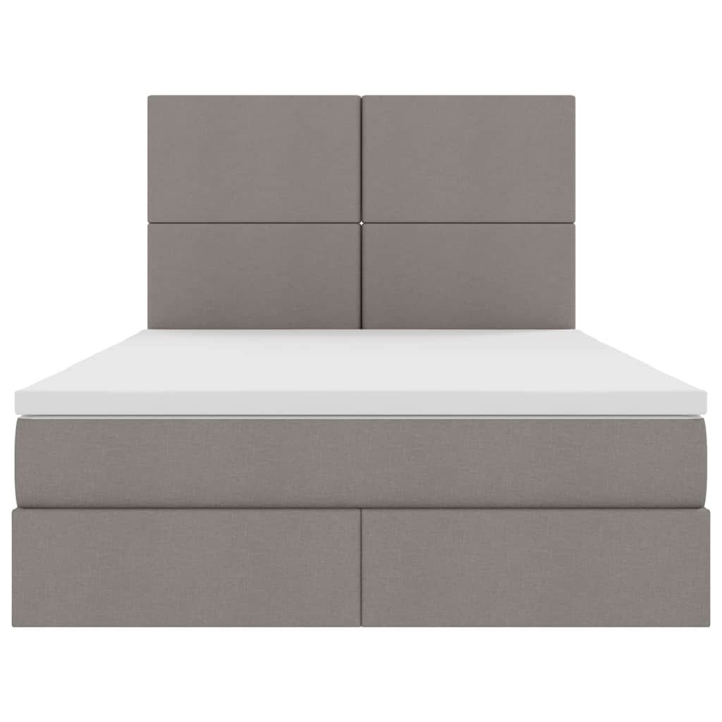 vidaXL LED Κρεβάτι αποθήκευσης με στρώμα Taupe 140 x 200 cm Ύφασμα