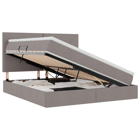 vidaXL LED Κρεβάτι αποθήκευσης με στρώμα Taupe 180 x 200 cm Ύφασμα