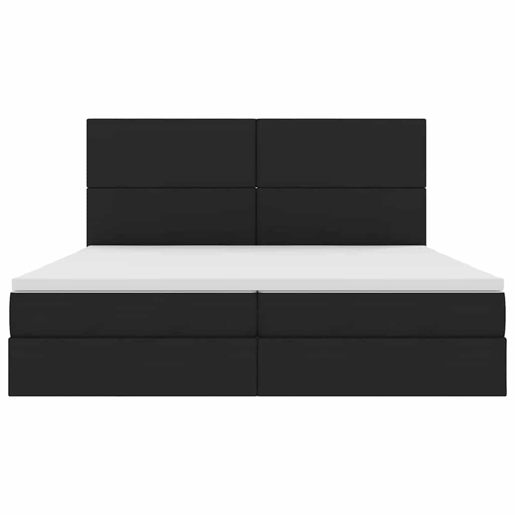 vidaXL LED Κρεβάτι αποθήκευσης με στρώμα Μαύρο 200 x 200 cm Ύφασμα