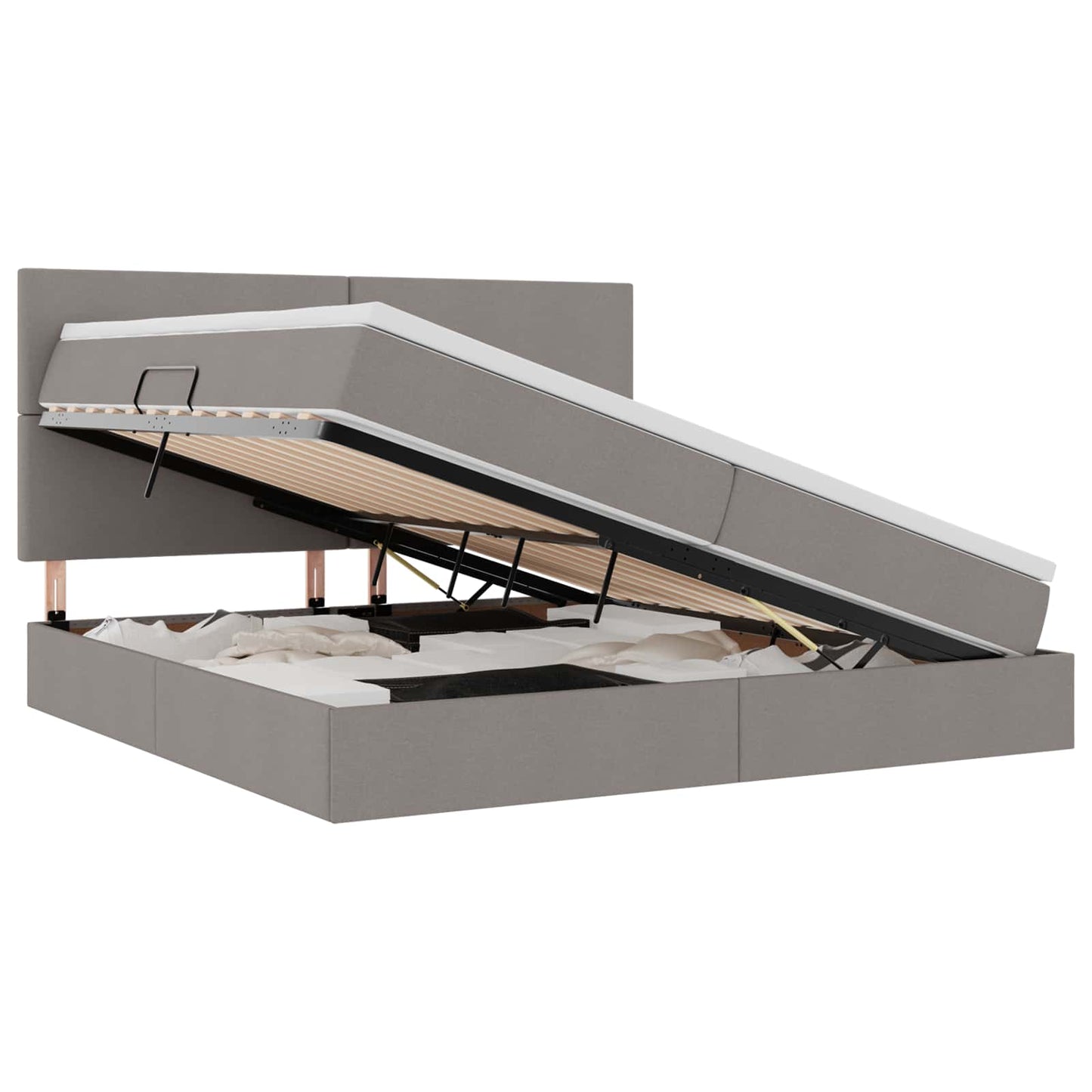 vidaXL Κρεβάτι με αποθηκευτικό χώρο και LED με led Taupe 200 x 200 cm