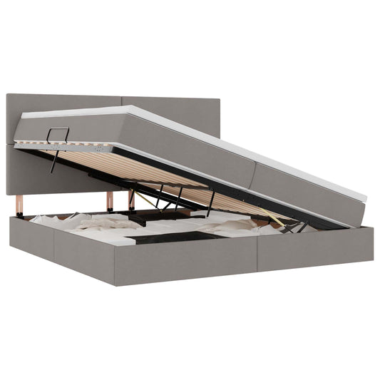 vidaXL LED Κρεβάτι αποθήκευσης με στρώμα Taupe 200 x 200 cm Ύφασμα