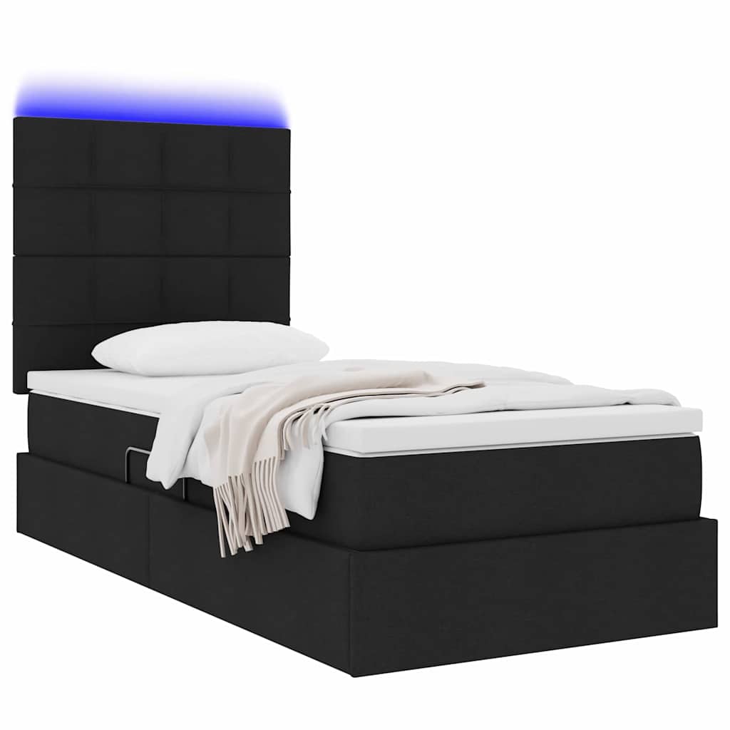 vidaXL Κρεβάτι με αποθηκευτικό χώρο και LED με led Μαύρο 100 x 200 cm