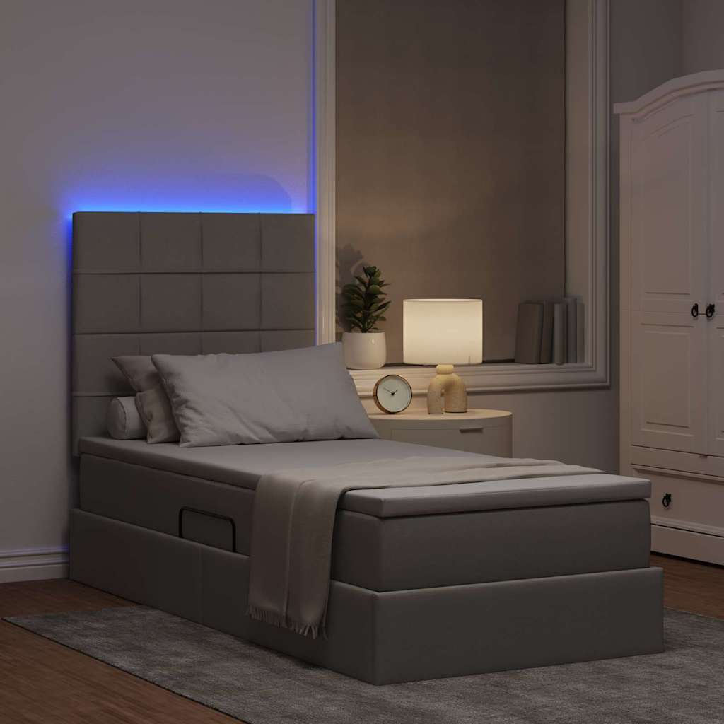 vidaXL Κρεβάτι με αποθηκευτικό χώρο και LED με led Taupe 100 x 200 cm