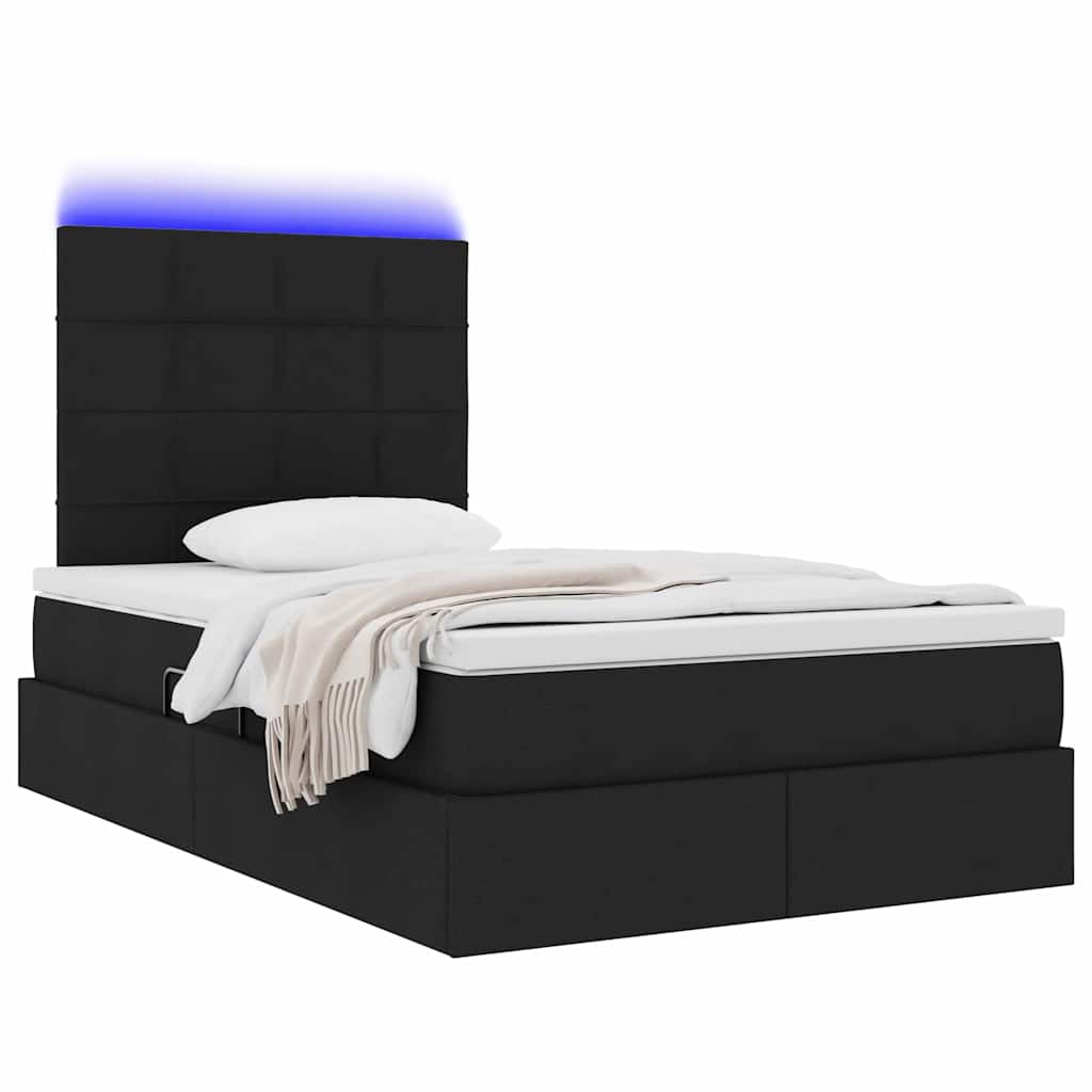 vidaXL Κρεβάτι με αποθηκευτικό χώρο και LED με led Μαύρο 120 x 200 cm