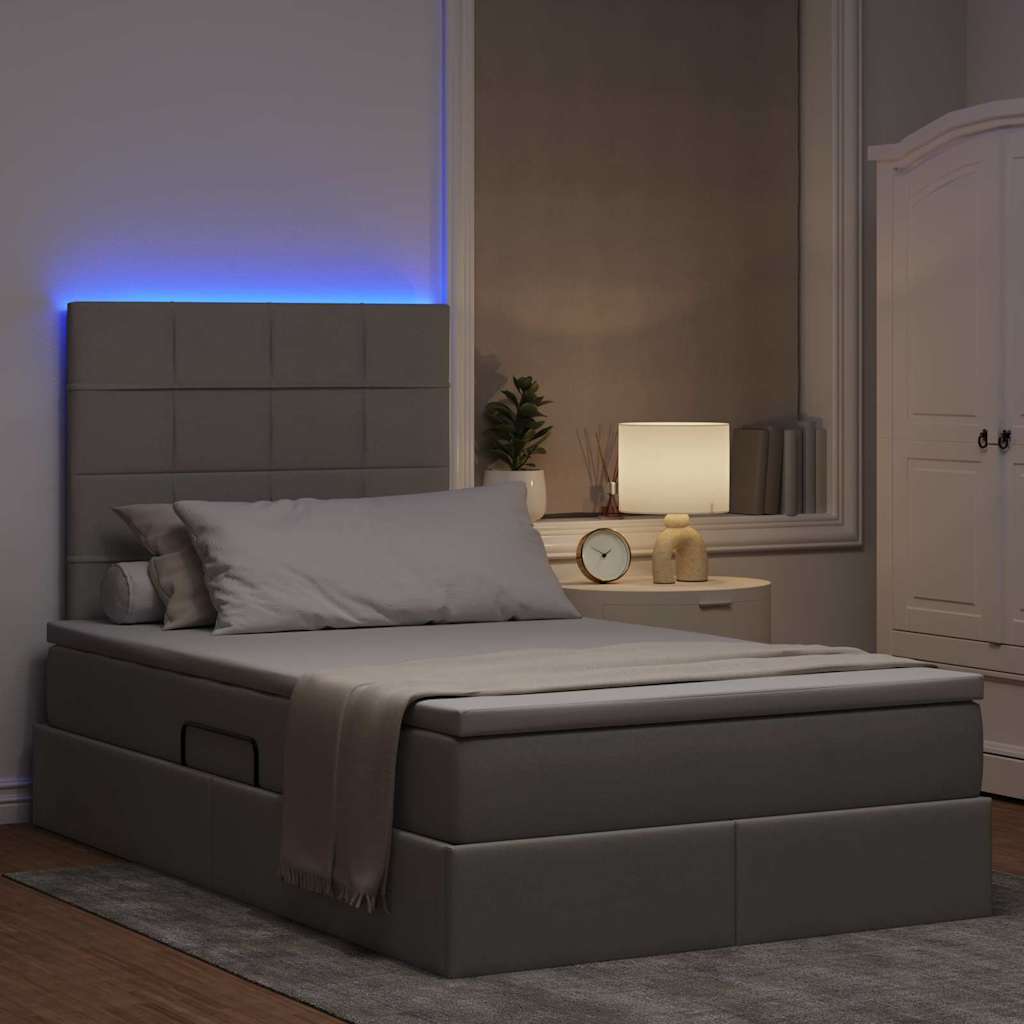 vidaXL Κρεβάτι με αποθηκευτικό χώρο και LED με led Taupe 120 x 200 cm