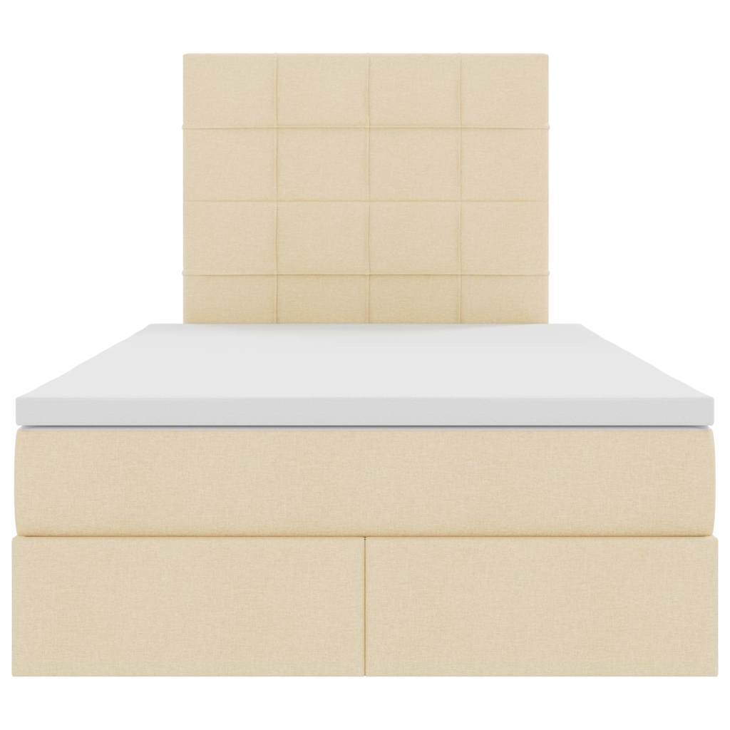vidaXL LED Κρεβάτι αποθήκευσης με στρώμα Κρέμ 120 x 200 cm Ύφασμα