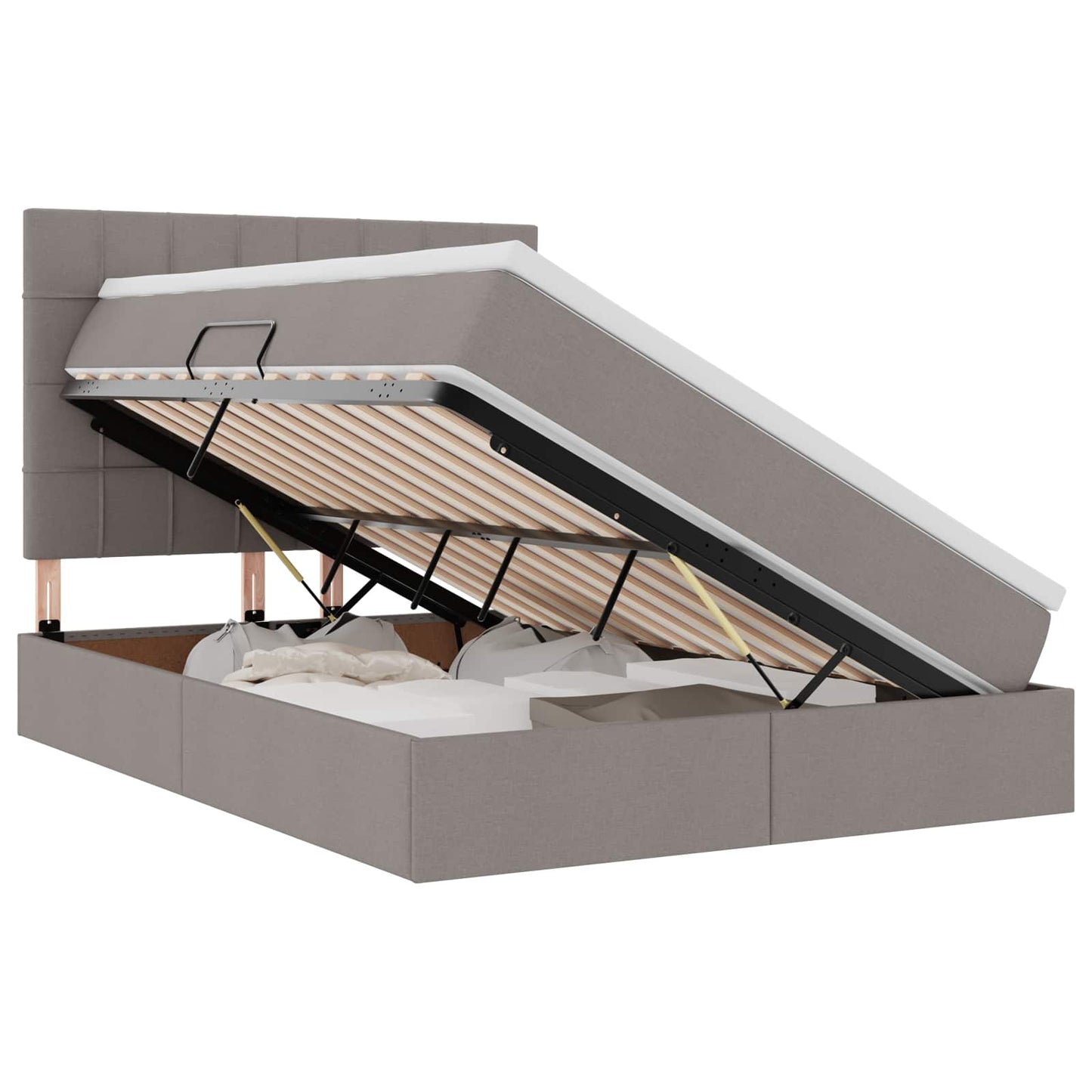 vidaXL Κρεβάτι με αποθηκευτικό χώρο και LED με led Taupe 140 x 200 cm