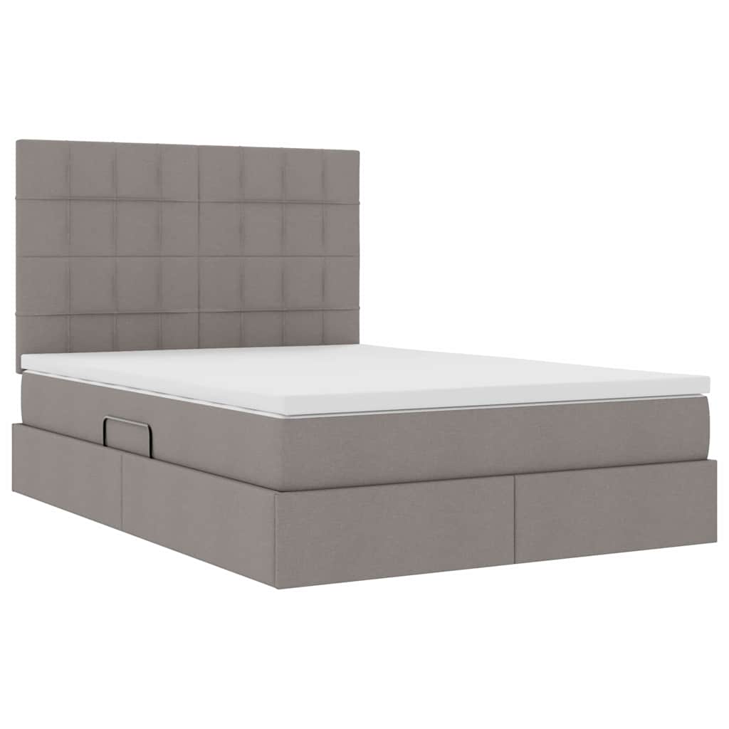 vidaXL Κρεβάτι με αποθηκευτικό χώρο και LED με led Taupe 140 x 200 cm