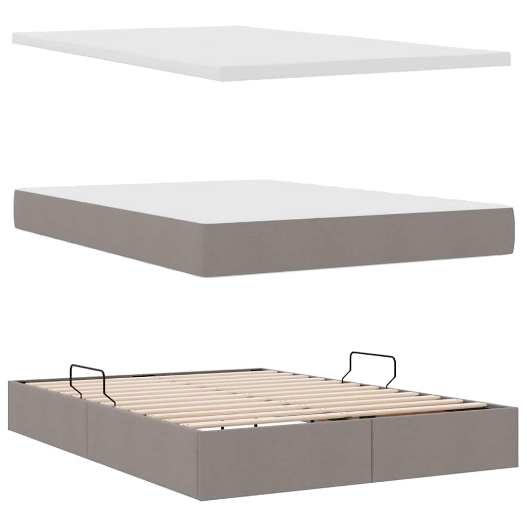vidaXL Κρεβάτι με αποθηκευτικό χώρο και LED με led Taupe 140 x 200 cm