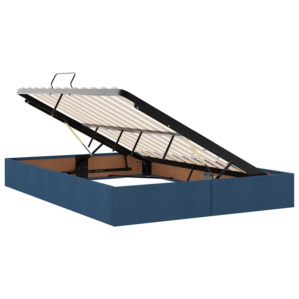 vidaXL LED Κρεβάτι αποθήκευσης με στρώμα Μπλε 140 x 200 cm Ύφασμα
