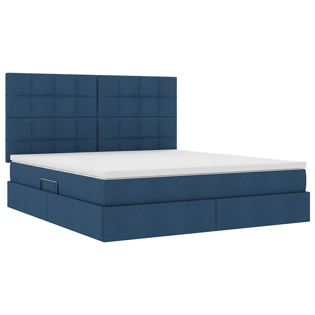vidaXL Κρεβάτι με αποθηκευτικό χώρο και LED με led Μπλε 160 x 200 cm