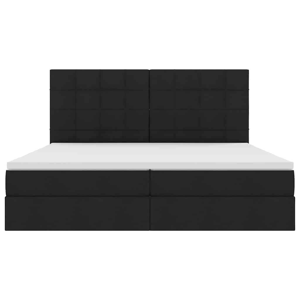 vidaXL LED Κρεβάτι αποθήκευσης με στρώμα Μαύρο 200 x 200 cm Ύφασμα