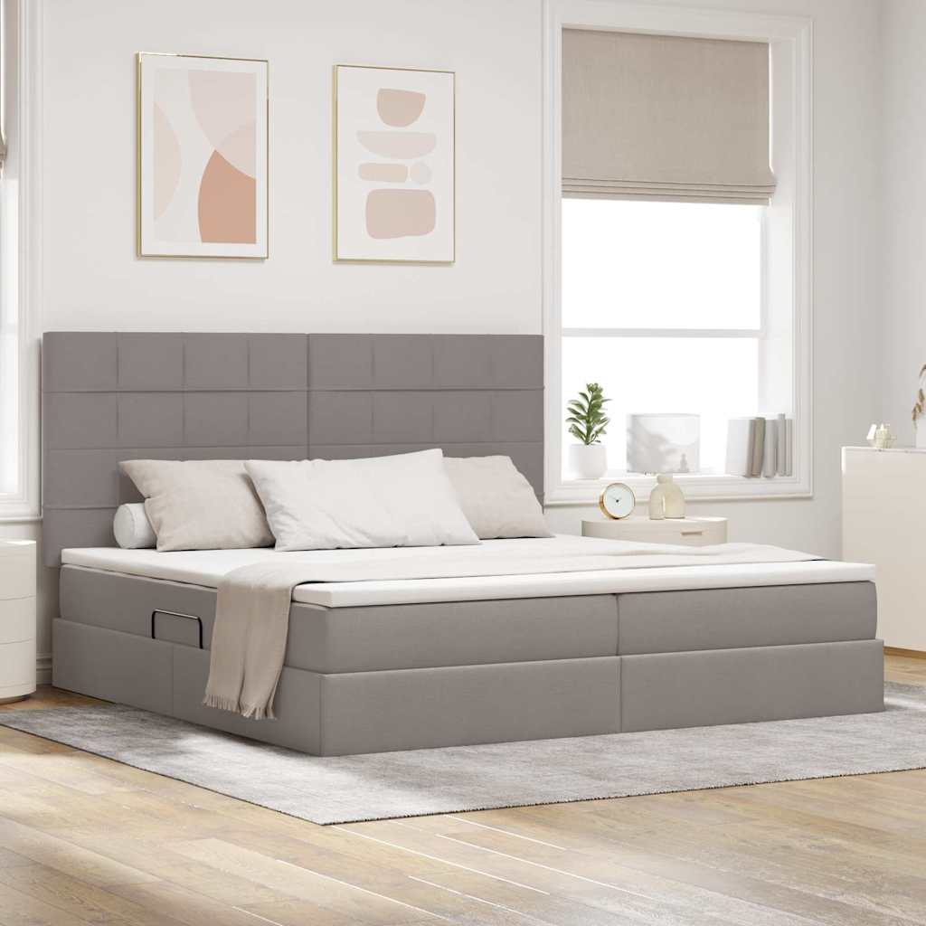 vidaXL Κρεβάτι με αποθηκευτικό χώρο και LED με led Taupe 200 x 200 cm