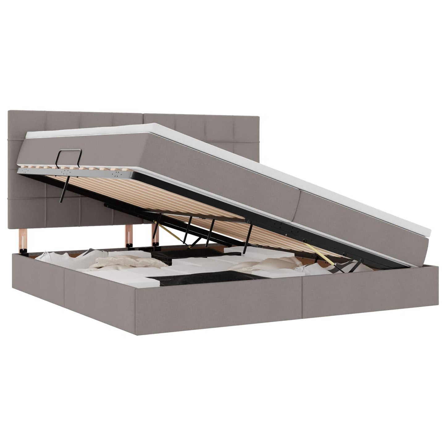 vidaXL Κρεβάτι με αποθηκευτικό χώρο και LED με led Taupe 200 x 200 cm