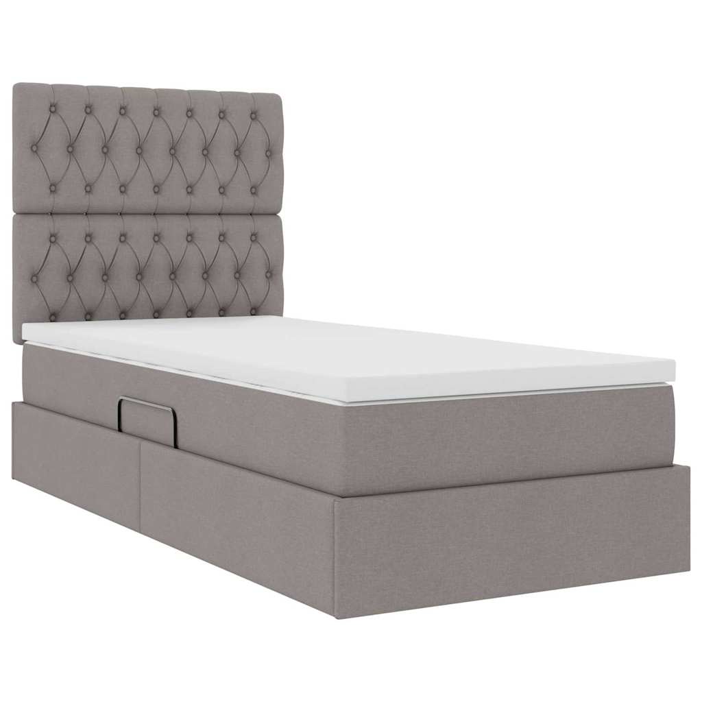 vidaXL Κρεβάτι με αποθηκευτικό χώρο και LED με led Taupe 90 x 190 cm