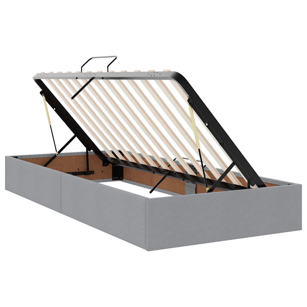 vidaXL Κρεβάτι με αποθηκευτικό χώρο και LED Ανοιχτό γκρι 90 x 200 cm