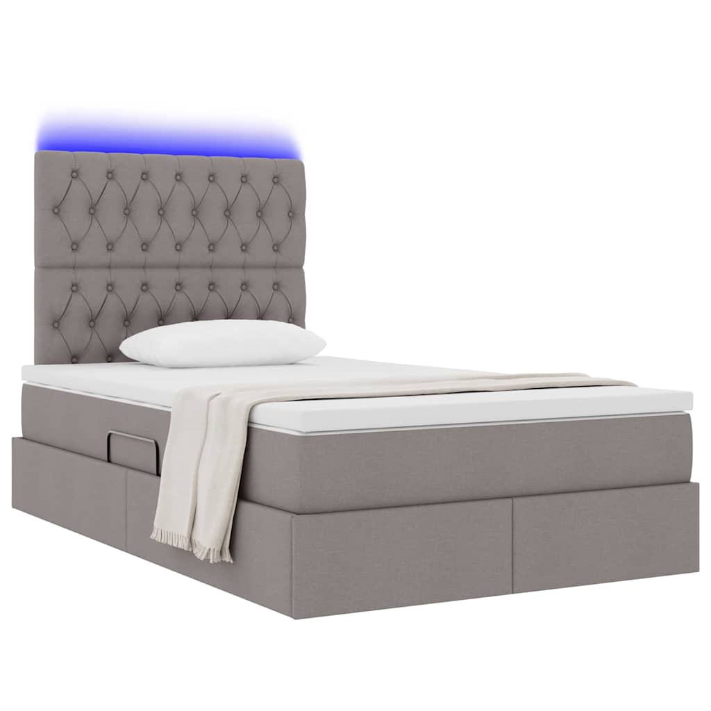 vidaXL LED Κρεβάτι αποθήκευσης με στρώμα Taupe 120 x 200 cm Ύφασμα