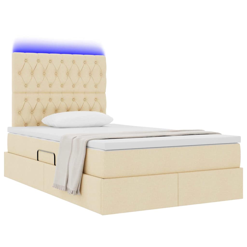 vidaXL Κρεβάτι με αποθηκευτικό χώρο και LED με led Κρέμ 120 x 200 cm