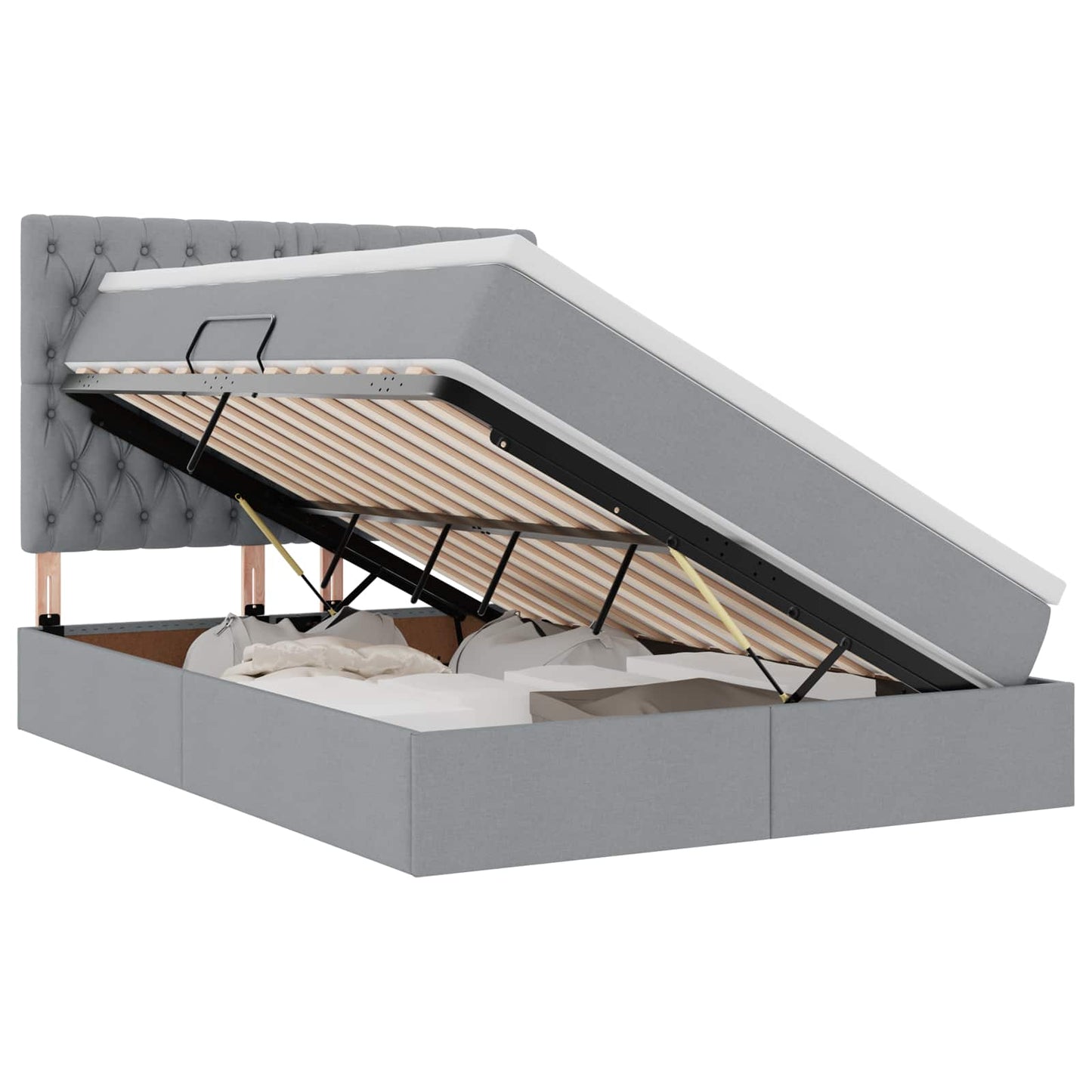 vidaXL Κρεβάτι με αποθηκευτικό χώρο και LED Ανοιχτό γκρι 140 x 200 cm