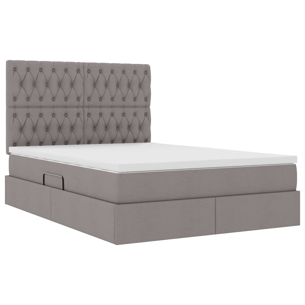 vidaXL LED Κρεβάτι αποθήκευσης με στρώμα Taupe 140 x 200 cm Ύφασμα