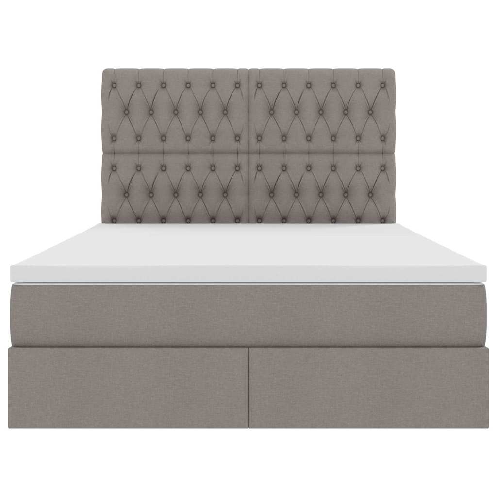 vidaXL LED Κρεβάτι αποθήκευσης με στρώμα Taupe 140 x 200 cm Ύφασμα