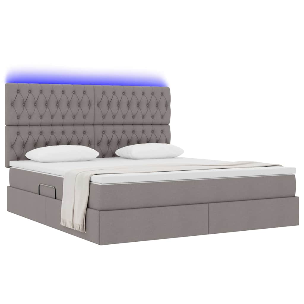 vidaXL LED Κρεβάτι αποθήκευσης με στρώμα Taupe 160 x 200 cm Ύφασμα