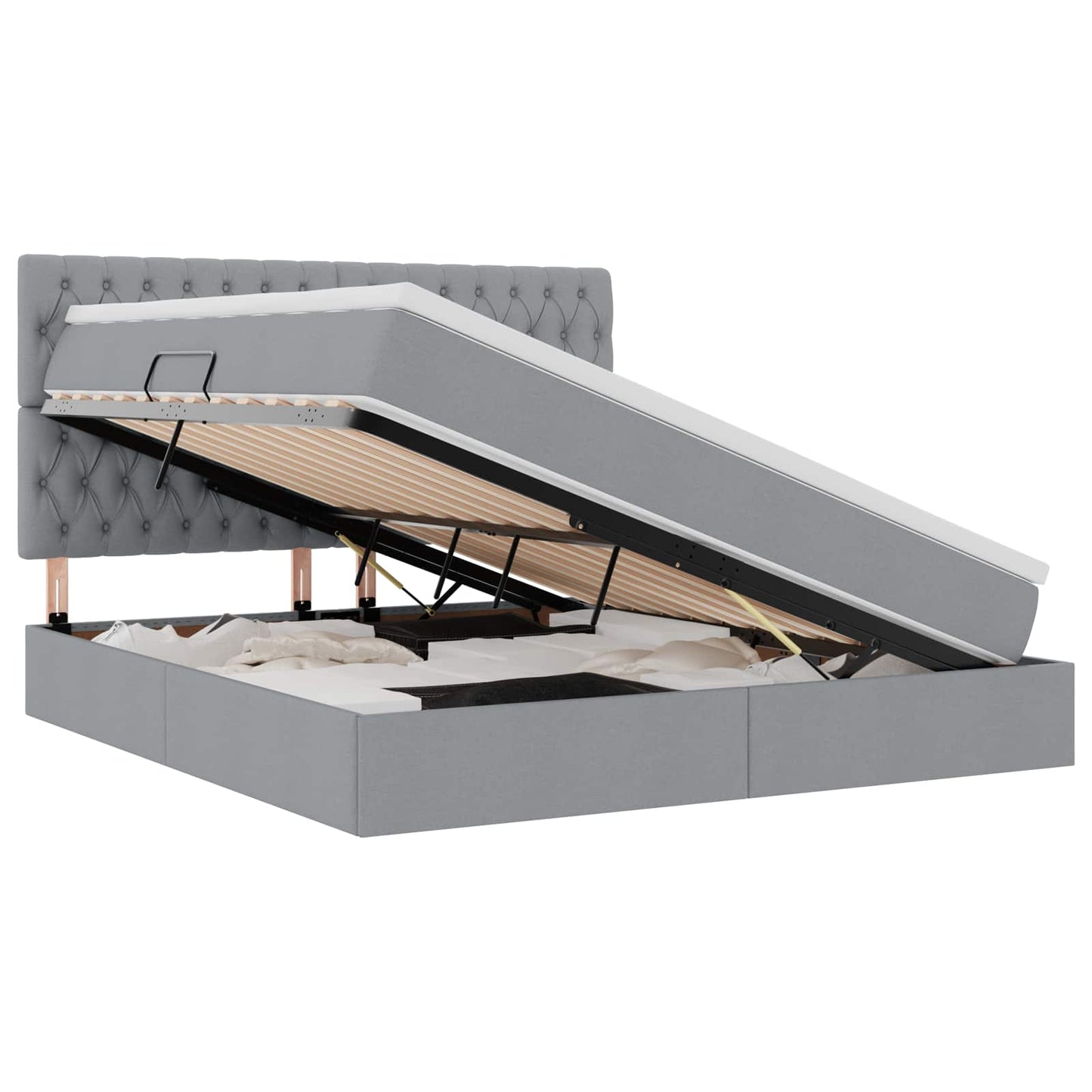 vidaXL Κρεβάτι με αποθηκευτικό χώρο και LED Ανοιχτό γκρι 180 x 200 cm