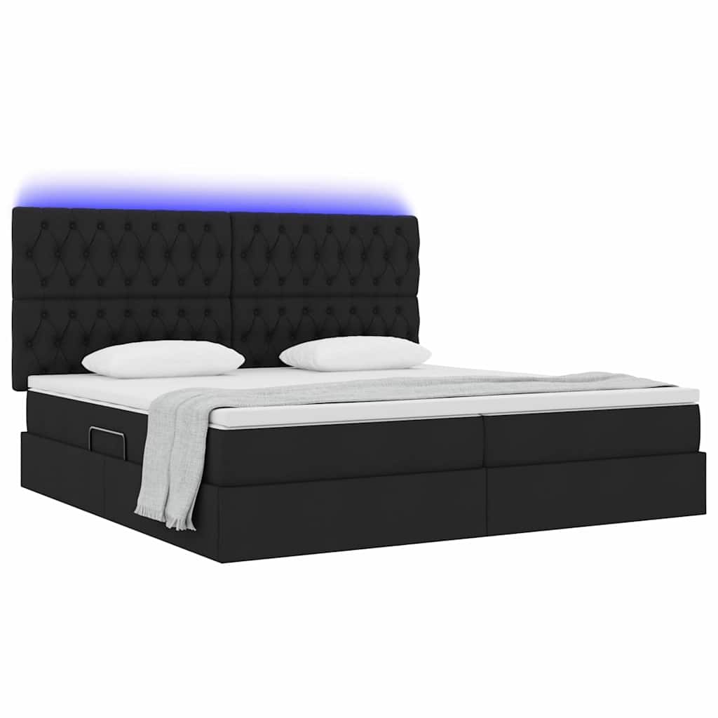 vidaXL Κρεβάτι με αποθηκευτικό χώρο και LED με led Μαύρο 200 x 200 cm