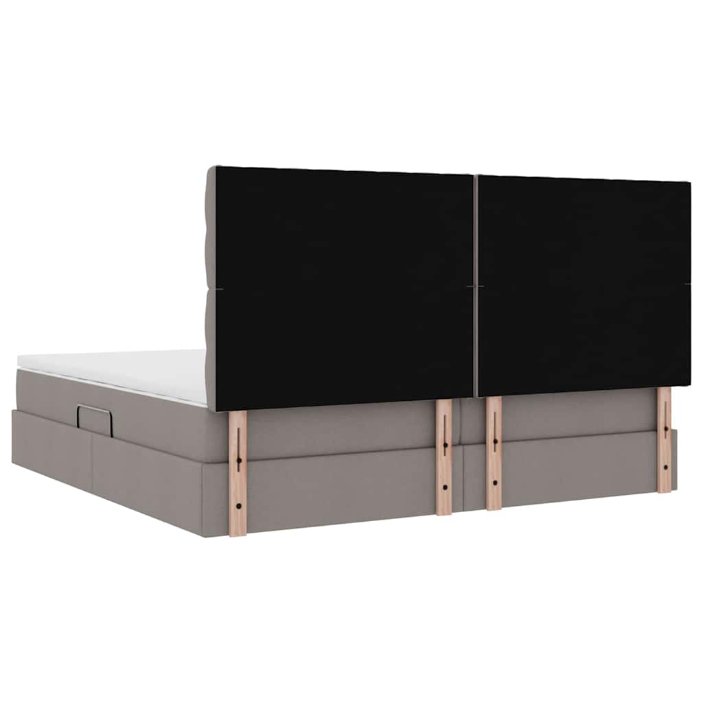 vidaXL LED Κρεβάτι αποθήκευσης με στρώμα Taupe 200 x 200 cm Ύφασμα