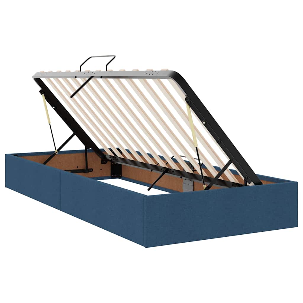 vidaXL Κρεβάτι με αποθηκευτικό χώρο και LED με στρώμα Μπλε 90 x 200 cm