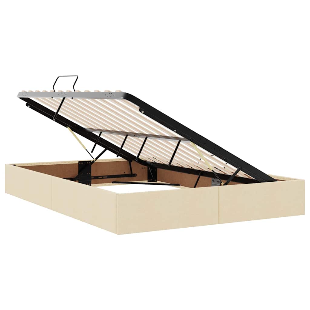vidaXL LED Κρεβάτι αποθήκευσης με στρώμα Κρέμ 140 x 190 cm Ύφασμα