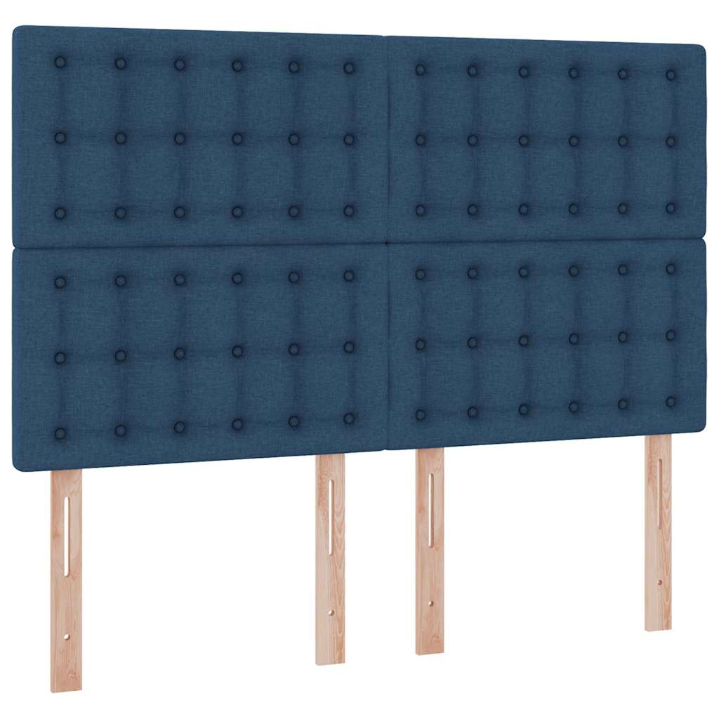 vidaXL LED Κρεβάτι αποθήκευσης με στρώμα Μπλε 140 x 200 cm Ύφασμα