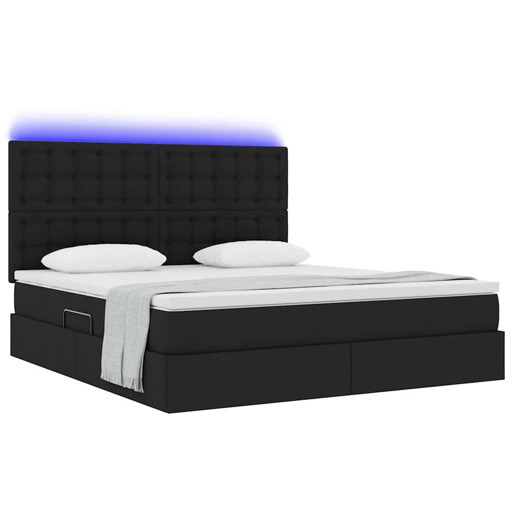 vidaXL Κρεβάτι με αποθηκευτικό χώρο και LED με led Μαύρο 160 x 200 cm