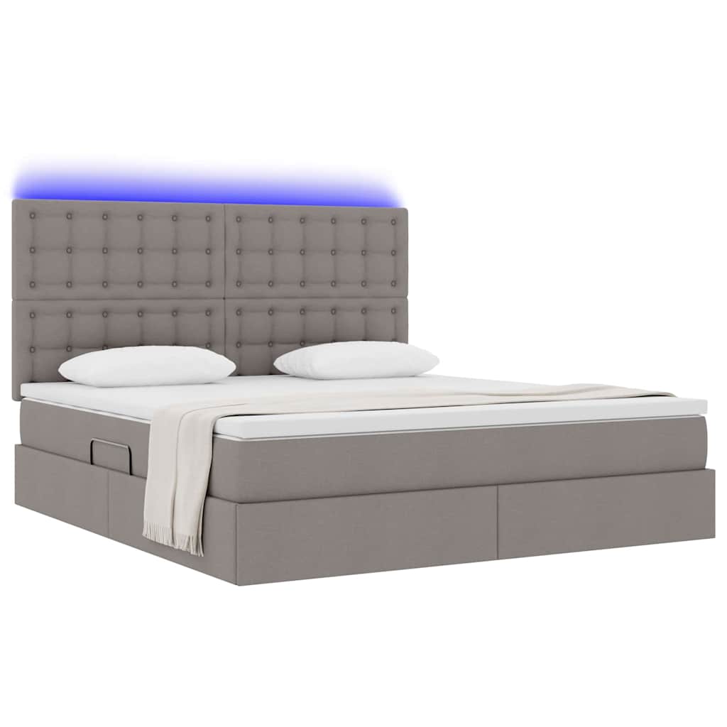 vidaXL LED Κρεβάτι αποθήκευσης με στρώμα Taupe 160 x 200 cm Ύφασμα