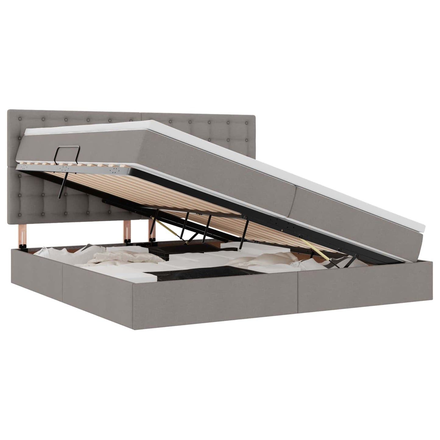vidaXL LED Κρεβάτι αποθήκευσης με στρώμα Taupe 200 x 200 cm Ύφασμα