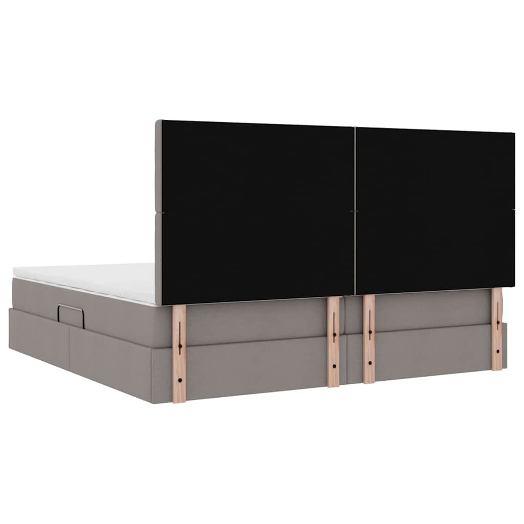 vidaXL LED Κρεβάτι αποθήκευσης με στρώμα Taupe 200 x 200 cm Ύφασμα