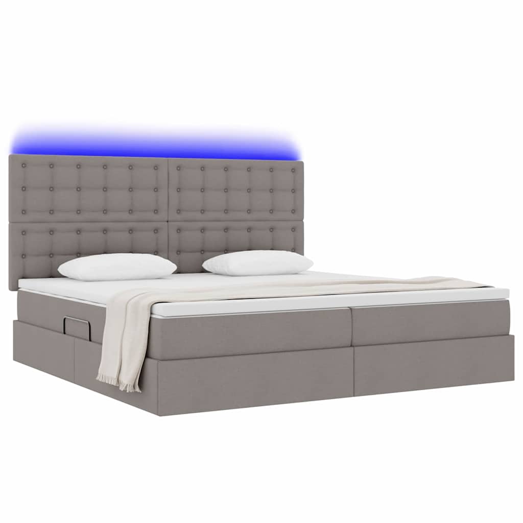 vidaXL LED Κρεβάτι αποθήκευσης με στρώμα Taupe 200 x 200 cm Ύφασμα