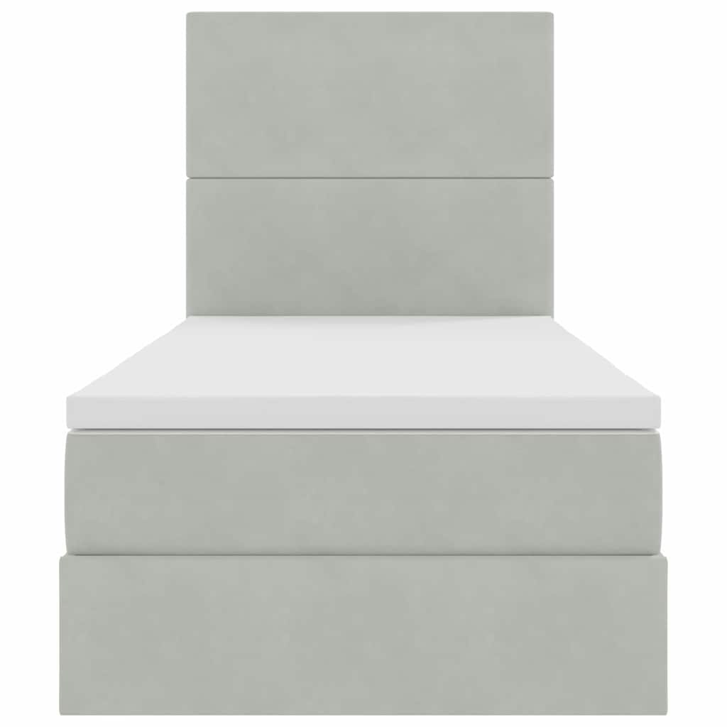 vidaXL Κρεβάτι με αποθηκευτικό χώρο και LED Ανοιχτό γκρι 90 x 190 cm