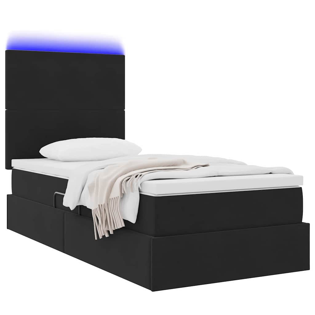 vidaXL Κρεβάτι με αποθηκευτικό χώρο και LED Μαύρο 100 x 200 cm Βελούδο