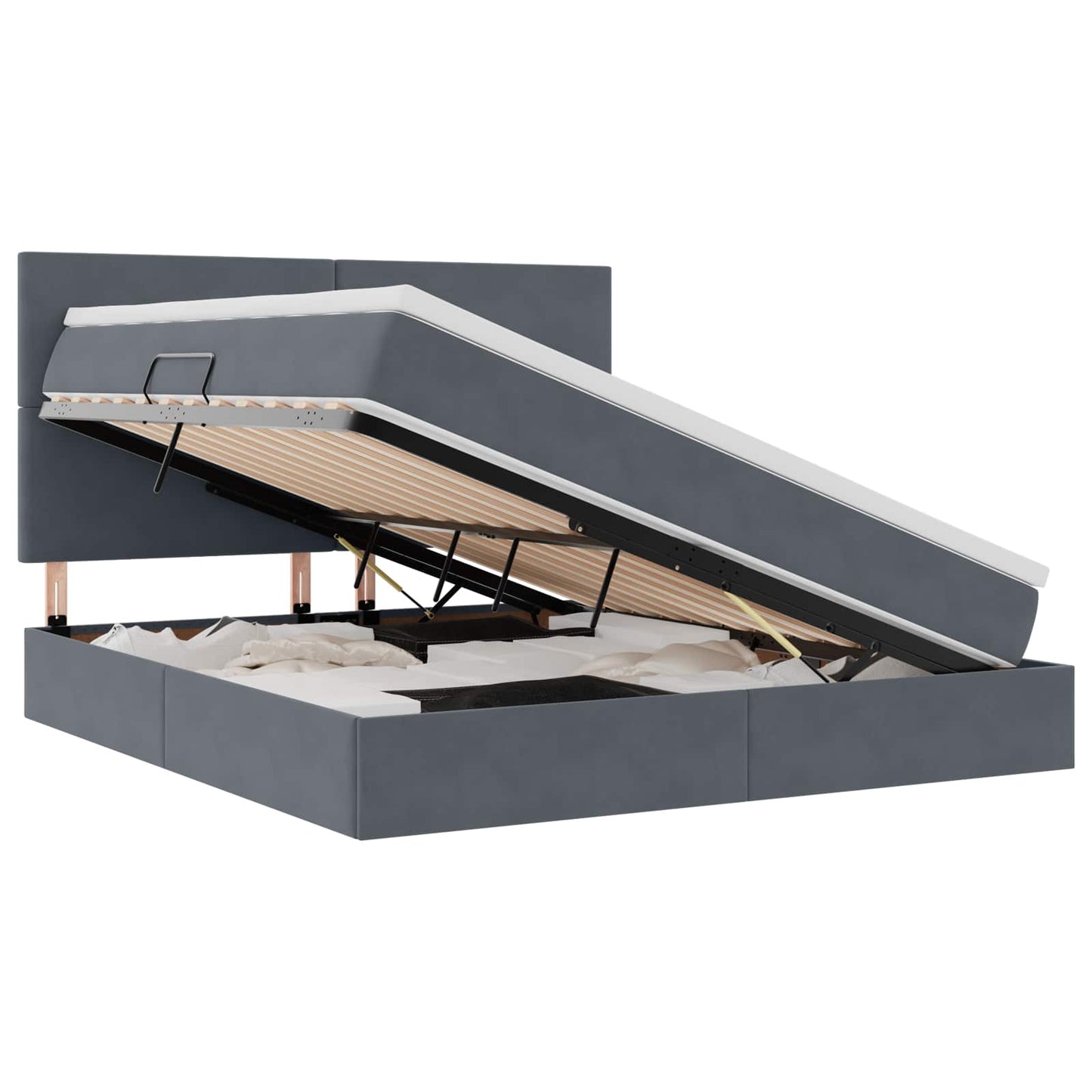 vidaXL Κρεβάτι με αποθηκευτικό χώρο και LED Σκούρο Γκρι 160 x 200 cm