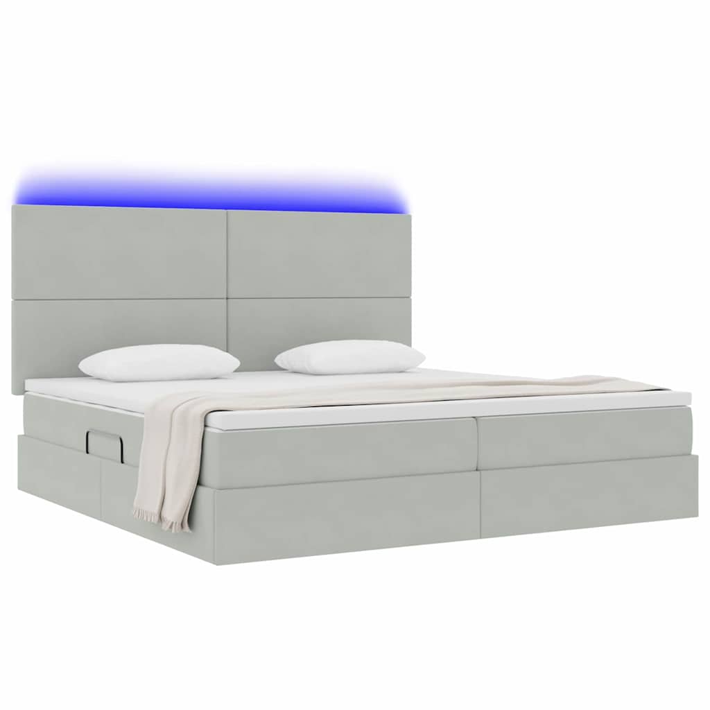 vidaXL LED Κρεβάτι αποθήκευσης με στρώμα Ανοιχτό γκρι 200 x 200 cm