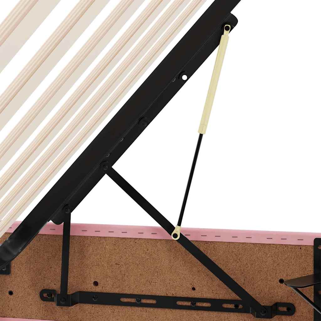 vidaXL LED Κρεβάτι αποθήκευσης με στρώμα Ροζ 90 x 190 cm Βελούδο