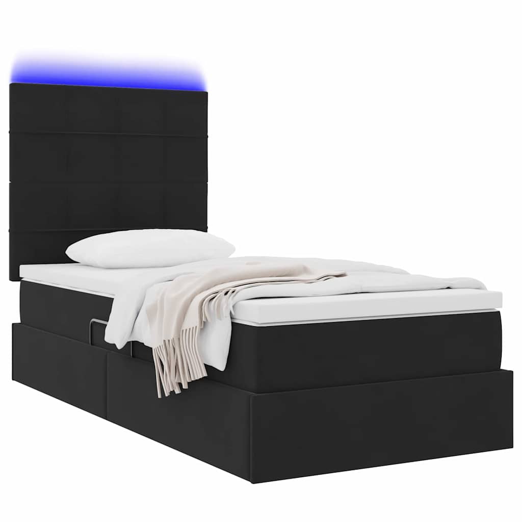 vidaXL Κρεβάτι με αποθηκευτικό χώρο και LED Μαύρο 100 x 200 cm Βελούδο