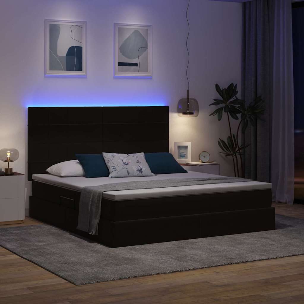 vidaXL Κρεβάτι με αποθηκευτικό χώρο και LED Μαύρο 160 x 200 cm Βελούδο