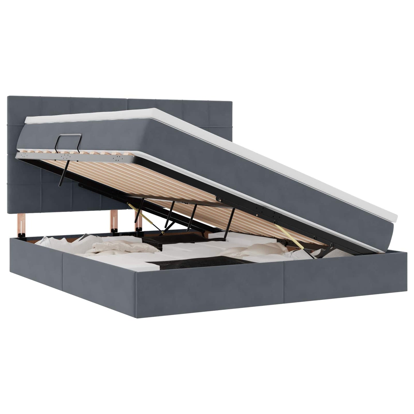 vidaXL Κρεβάτι με αποθηκευτικό χώρο και LED Σκούρο Γκρι 180 x 200 cm