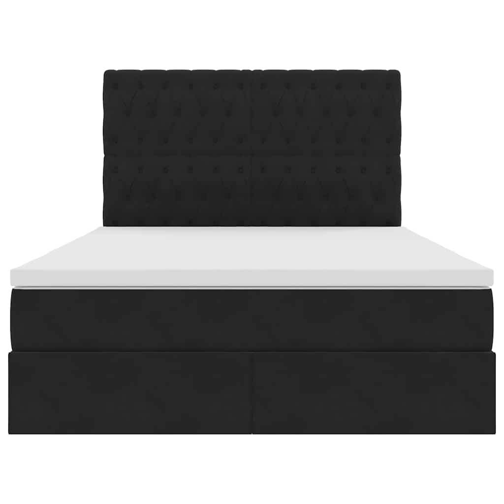 vidaXL Κρεβάτι με αποθηκευτικό χώρο και LED Μαύρο 140 x 200 cm Βελούδο