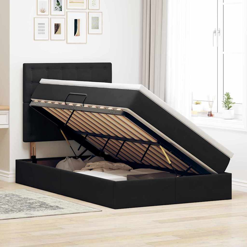 vidaXL Κρεβάτι με αποθηκευτικό χώρο και LED Μαύρο 120 x 200 cm Βελούδο