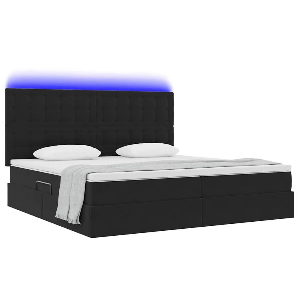 vidaXL Κρεβάτι με αποθηκευτικό χώρο και LED Μαύρο 200 x 200 cm Βελούδο